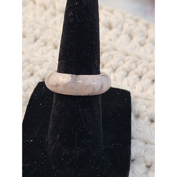 Luki Lapidary Handmade Natural Carved Flower Agate Stone Ring size 5.25 - Picture 1 of 6